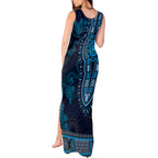 Blue African Dashiki With Australia Aboriginal Art Tank Maxi Dress