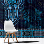 Blue African Dashiki With Australia Aboriginal Art Window Curtain