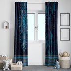 Blue African Dashiki With Australia Aboriginal Art Window Curtain