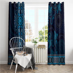 Blue African Dashiki With Australia Aboriginal Art Window Curtain