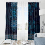 Blue African Dashiki With Australia Aboriginal Art Window Curtain