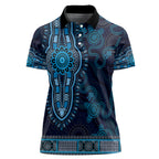 Blue African Dashiki With Australia Aboriginal Art Women Polo Shirt