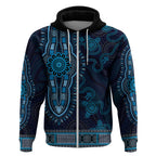 Blue African Dashiki With Australia Aboriginal Art Zip Hoodie