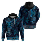 Blue African Dashiki With Australia Aboriginal Art Zip Hoodie