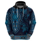 Blue African Dashiki With Australia Aboriginal Art Zip Hoodie
