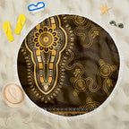 Gold African Dashiki With Australia Aboriginal Art Beach Blanket
