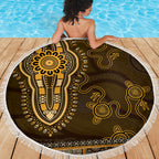 Gold African Dashiki With Australia Aboriginal Art Beach Blanket
