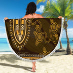 Gold African Dashiki With Australia Aboriginal Art Beach Blanket