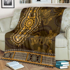Gold African Dashiki With Australia Aboriginal Art Blanket