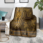 Gold African Dashiki With Australia Aboriginal Art Blanket