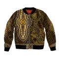 Gold African Dashiki With Australia Aboriginal Art Bomber Jacket