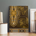 Gold African Dashiki With Australia Aboriginal Art Canvas Wall Art