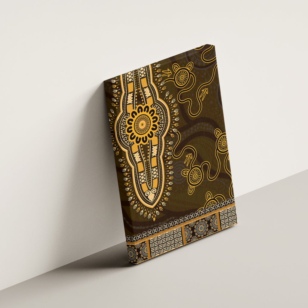 Gold African Dashiki With Australia Aboriginal Art Canvas Wall Art