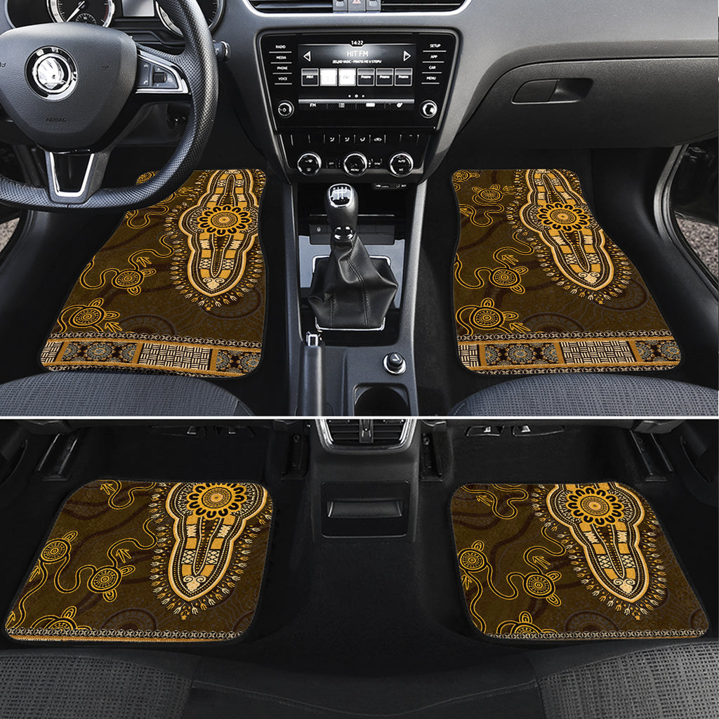 Gold African Dashiki With Australia Aboriginal Art Car Mats