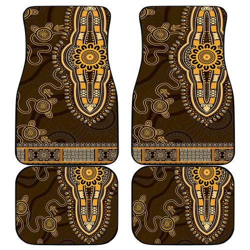 Gold African Dashiki With Australia Aboriginal Art Car Mats