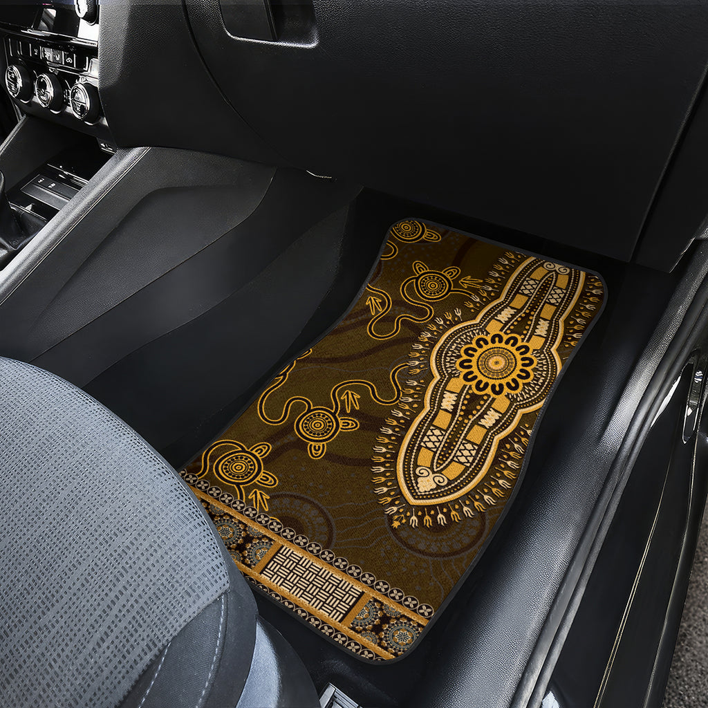 Gold African Dashiki With Australia Aboriginal Art Car Mats