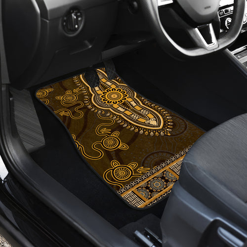 Gold African Dashiki With Australia Aboriginal Art Car Mats