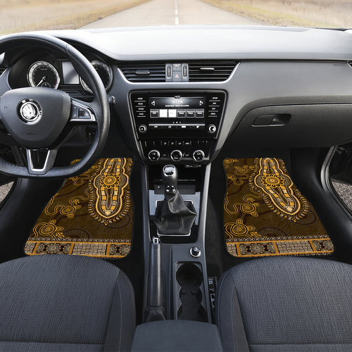 Gold African Dashiki With Australia Aboriginal Art Car Mats