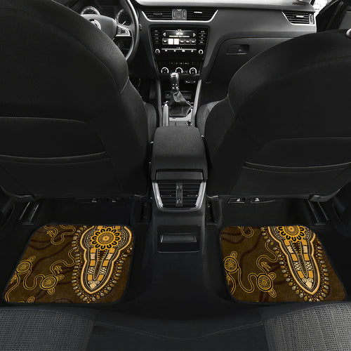 Gold African Dashiki With Australia Aboriginal Art Car Mats