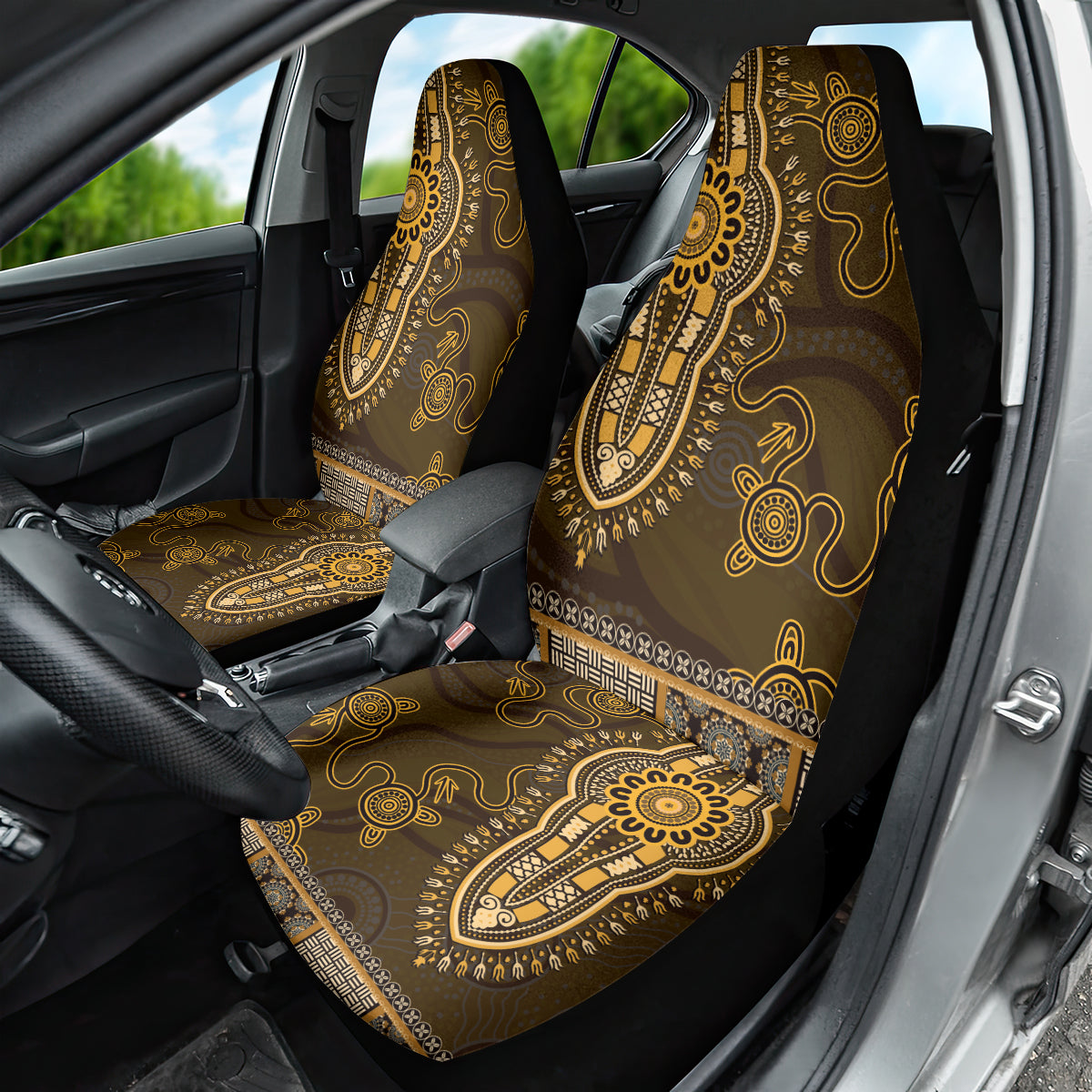 Gold African Dashiki With Australia Aboriginal Art Car Seat Cover