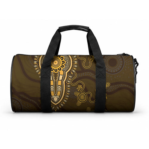 Gold African Dashiki With Australia Aboriginal Art Duffle Bag
