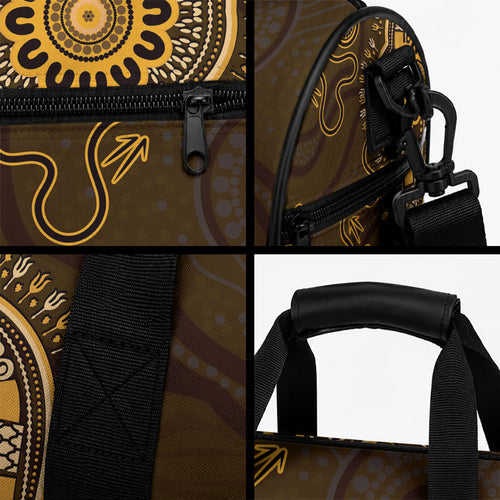 Gold African Dashiki With Australia Aboriginal Art Duffle Bag