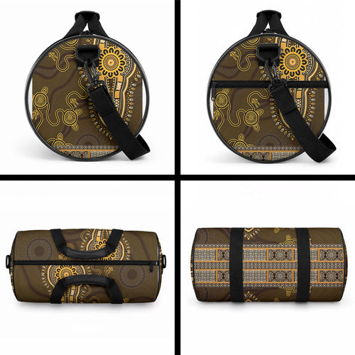 Gold African Dashiki With Australia Aboriginal Art Duffle Bag