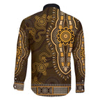 Gold African Dashiki With Australia Aboriginal Art Family Matching Puletasi and Hawaiian Shirt