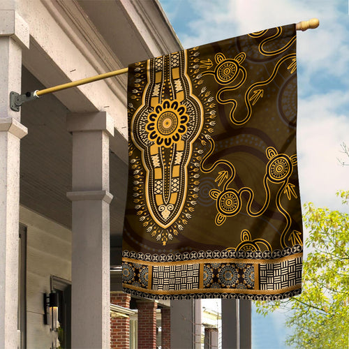 Gold African Dashiki With Australia Aboriginal Art Garden Flag