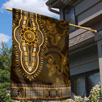 Gold African Dashiki With Australia Aboriginal Art Garden Flag