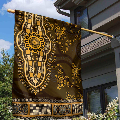 Gold African Dashiki With Australia Aboriginal Art Garden Flag