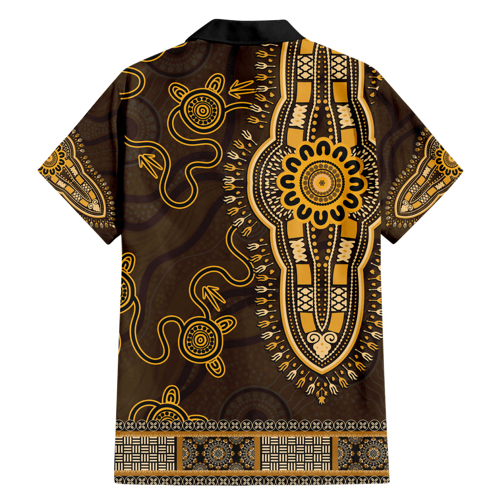 Gold African Dashiki With Australia Aboriginal Art Hawaiian Shirt