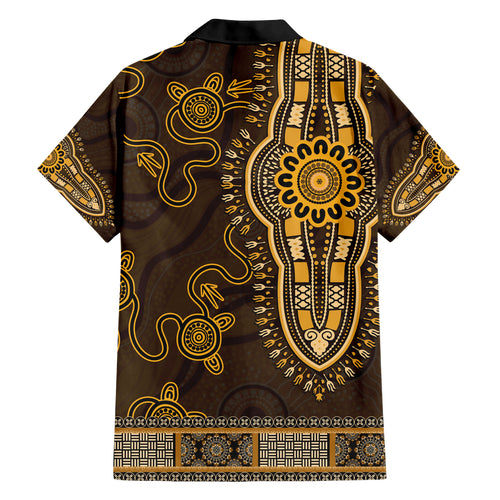 Gold African Dashiki With Australia Aboriginal Art Hawaiian Shirt