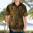 Gold African Dashiki With Australia Aboriginal Art Hawaiian Shirt