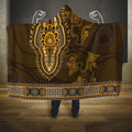 Gold African Dashiki With Australia Aboriginal Art Hooded Blanket