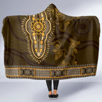 Gold African Dashiki With Australia Aboriginal Art Hooded Blanket