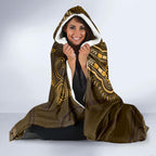 Gold African Dashiki With Australia Aboriginal Art Hooded Blanket