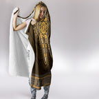 Gold African Dashiki With Australia Aboriginal Art Hooded Blanket