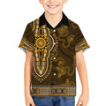 Gold African Dashiki With Australia Aboriginal Art Kid Hawaiian Shirt