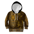 Gold African Dashiki With Australia Aboriginal Art Kid Hoodie