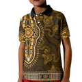 Gold African Dashiki With Australia Aboriginal Art Kid Polo Shirt