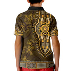 Gold African Dashiki With Australia Aboriginal Art Kid Polo Shirt
