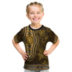Gold African Dashiki With Australia Aboriginal Art Kid T Shirt