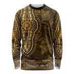 Gold African Dashiki With Australia Aboriginal Art Long Sleeve Shirt