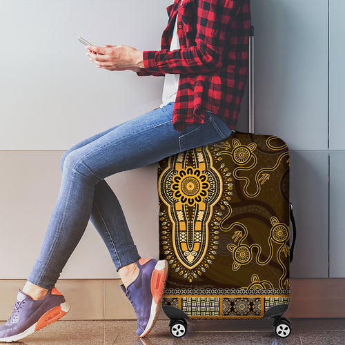 Gold African Dashiki With Australia Aboriginal Art Luggage Cover