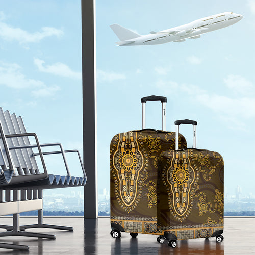 Gold African Dashiki With Australia Aboriginal Art Luggage Cover