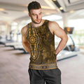 Gold African Dashiki With Australia Aboriginal Art Men Tank Top