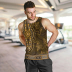 Gold African Dashiki With Australia Aboriginal Art Men Tank Top