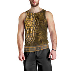 Gold African Dashiki With Australia Aboriginal Art Men Tank Top
