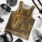 Gold African Dashiki With Australia Aboriginal Art Men Tank Top